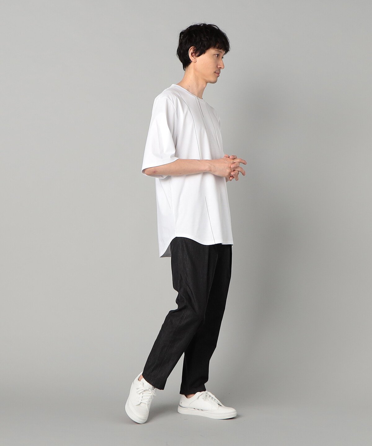 COMME CA MEN シルケットスムース ラインTシャツ コムサメン トップス カットソー・Tシャツ ブラック ホワイト【送料無料】