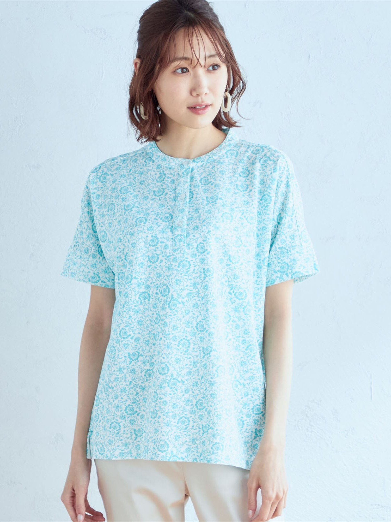 【SALE／50%OFF】DECOY Since1981 【接触冷感】プリントポロシャツ デコイシンス1981 トップス ポロシャツ ブルー イエロー ネイビーのサムネイル