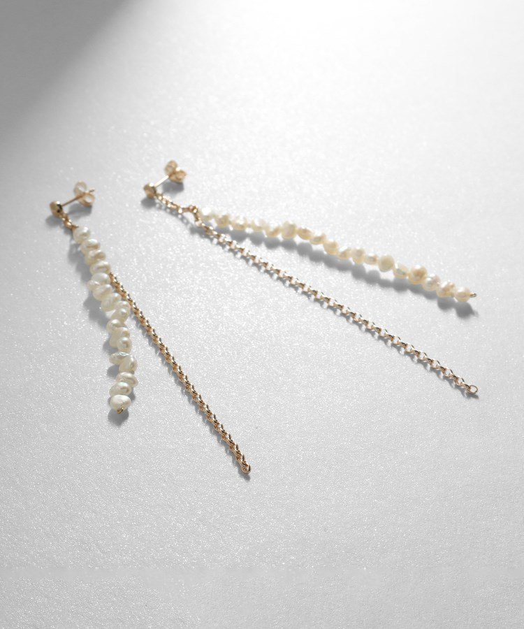 COCOSHNIK K10バロックパールMVチェーン スタッドピアス ココシュニック アクセサリー・腕時計 ピアス イエロー【送料無料】