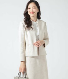 ニューヨーカー 服（レディース） 【SALE／36%OFF】NEWYORKER WOMEN コットン混ミックスツィード ノーカラージャケット ニューヨーカー ジャケット・アウター テーラードジャケット・ブレザー ベージュ ネイビー【送料無料】