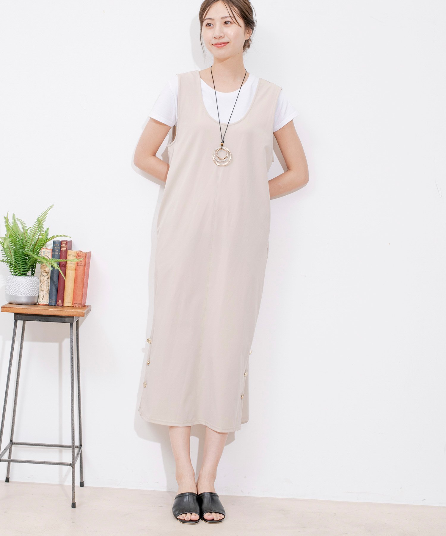 【SALE／50%OFF】JAYRO サークルストレッチUネックジャンパースカート ジャイロ ワンピース・ドレス ジャンパースカート カーキグリーン ブラック グレー【送料無料】