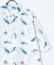 【SALE/6%OFF】Lazar アニマル 総柄 オーバーサイズ シャツ 冷感素材 メンズ レディース ラザル トップス シャツ・ブラウス ホワイト ブラック ブルー グリーン ベージュ【送料無料】