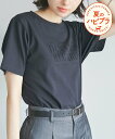 ROPE' PICNIC 【UVカット・接触冷感・汗染み加工】フレンチロゴプリントTシャツ ロペピクニック トップス カットソー・Tシャツ ホワイト ベージュ レッド グレー