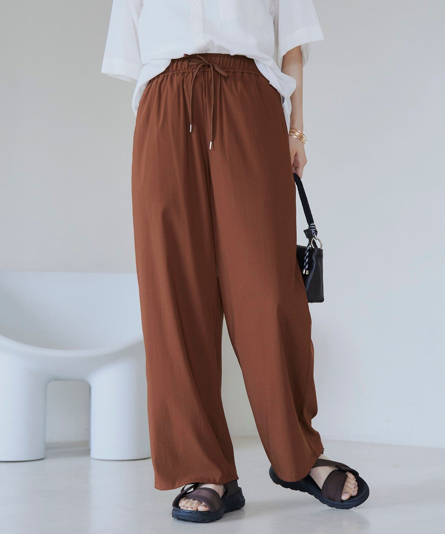 coen 【接触冷感】 イージーワイドパンツ コーエン パンツ その他のパンツ グレー ブラック ブラウン【送料無料】のサムネイル