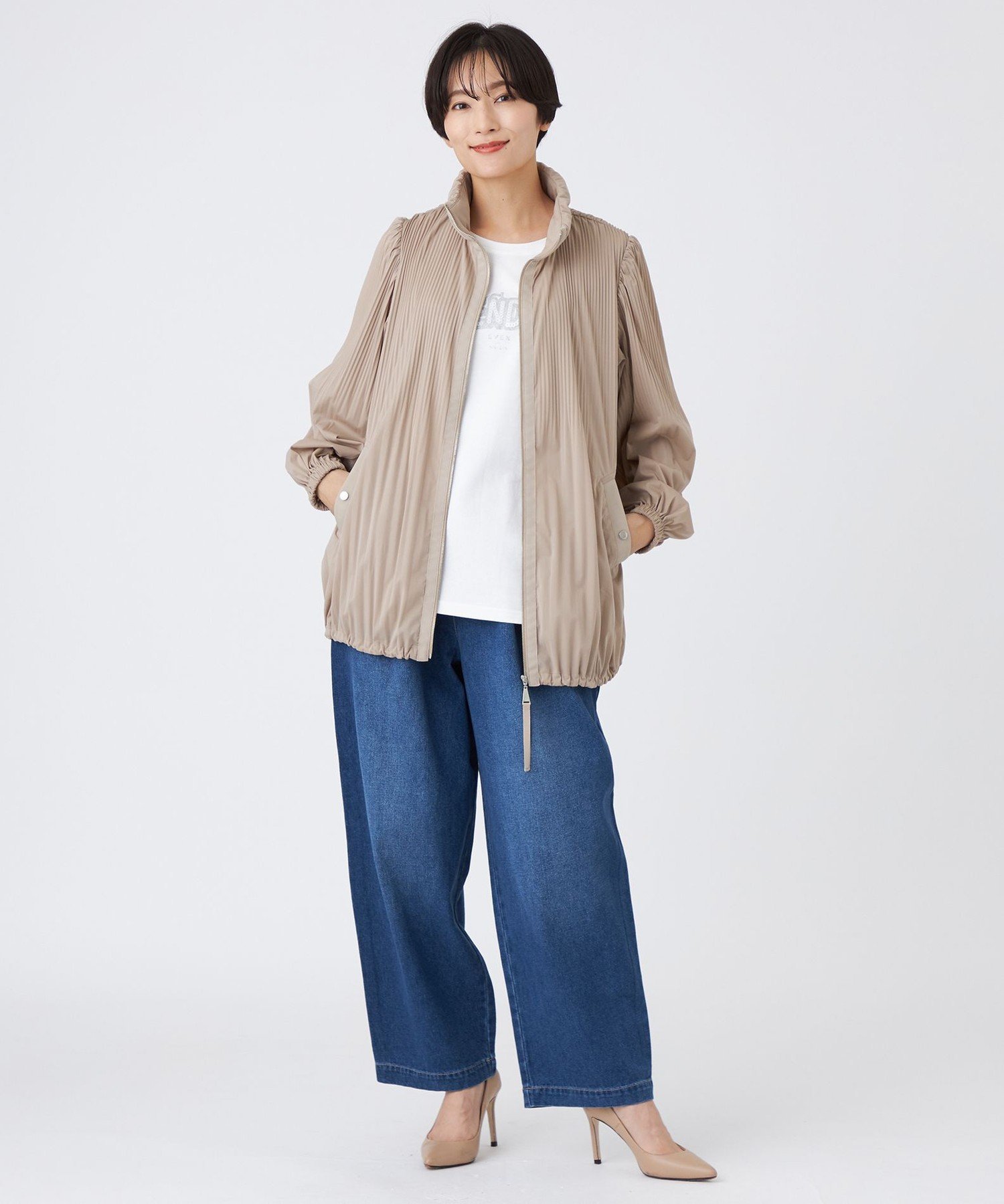【カタログ掲載品】【マシンウォッシャブル】パンチングデニムコンビタックバレルパンツ エヴェックス バイ クリツィア パンツ ジーンズ・デニムパンツ ネイビー