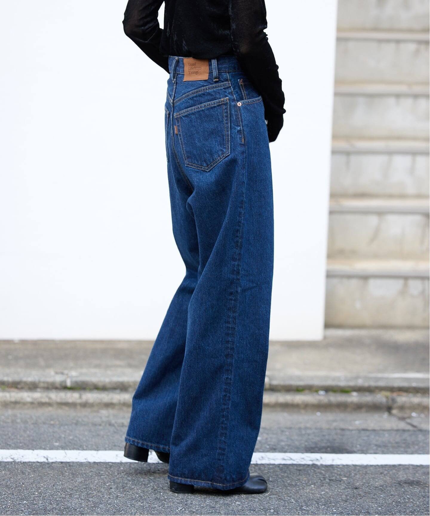 OUTDOOR PRODUCTS Usual Things ≪追加5 予約≫ULTデニムハイライズルーズ5PKT アウトドアプロダクツユージュアルシングス パンツ ジーンズ・デニムパンツ ネイビー【送料無料】のサムネイル