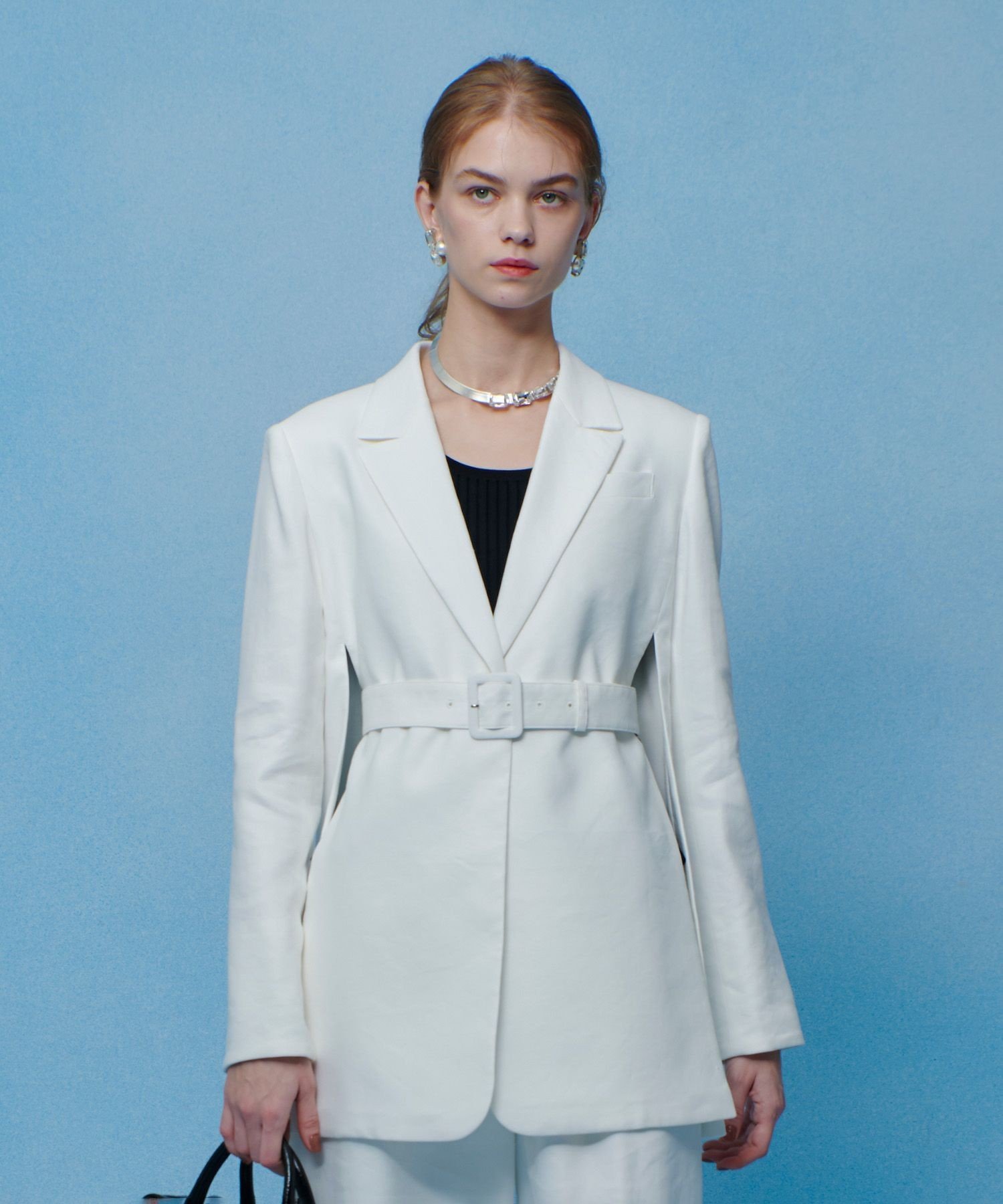 LOULOU WILLOUGHBY NALYA リネンストレッチベルトジャケット アルアバイル ジャケット・アウター テーラードジャケット・ブレザー ベージュ ホワイト