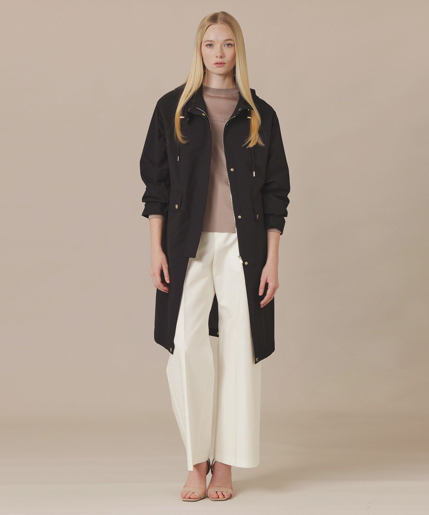 MACKINTOSH LONDON　(L Size) 【L】ソフトラミネーションフーデッドコート マッキントッシュ ロンドン ジャケット・アウター その他のジャケット・アウター ベージュ ブラック【送料無料】
