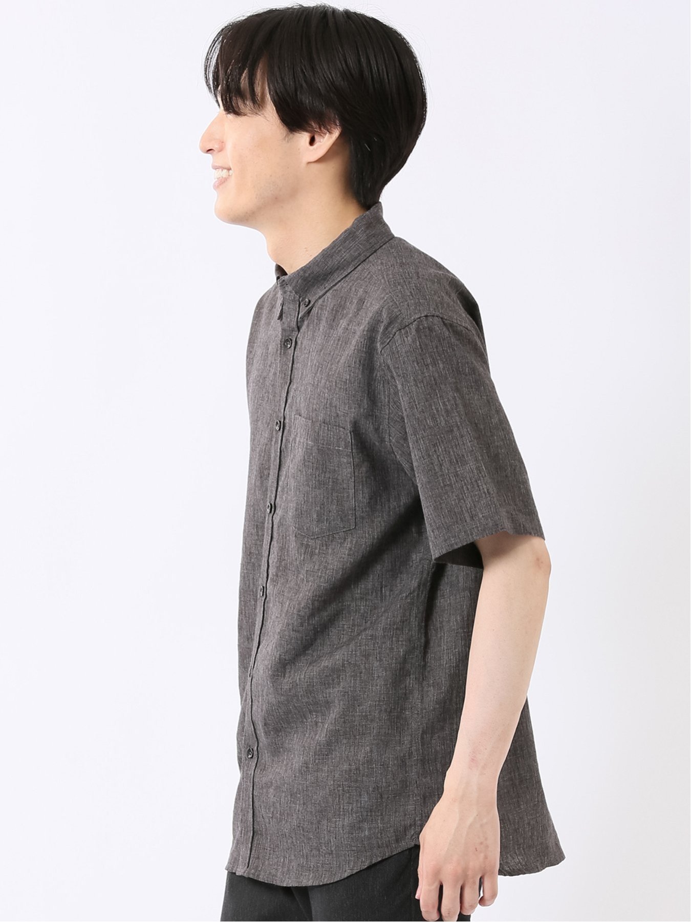 m.f.editorial リネン混 ボタンダウン 半袖 シャツ タカキュー トップス シャツ・ブラウス ホワイト