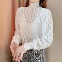 【SALE/30%OFF】miniministore 微起毛 ハイネックレースブラウス 春秋冬 ミニミニストア トップス シャツ・ブラウス ホワイト