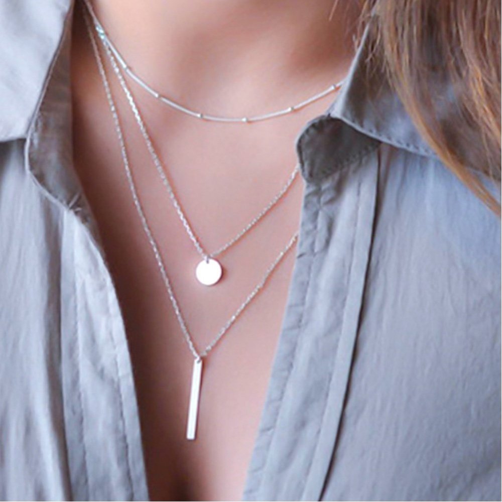 【SALE／30%OFF】Aimoon 3連 チェーンネックレス レディース ミニミニストア アクセサリー・腕時計 ネックレス シルバー ゴールド