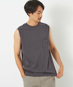 UNITED ARROWS green label relaxing ノースリーブ ポケット Tシャツ ユナイテッドアローズ グリーンレーベルリラクシング トップス ノースリーブ・タンクトップ グレー ホワイト ブルー