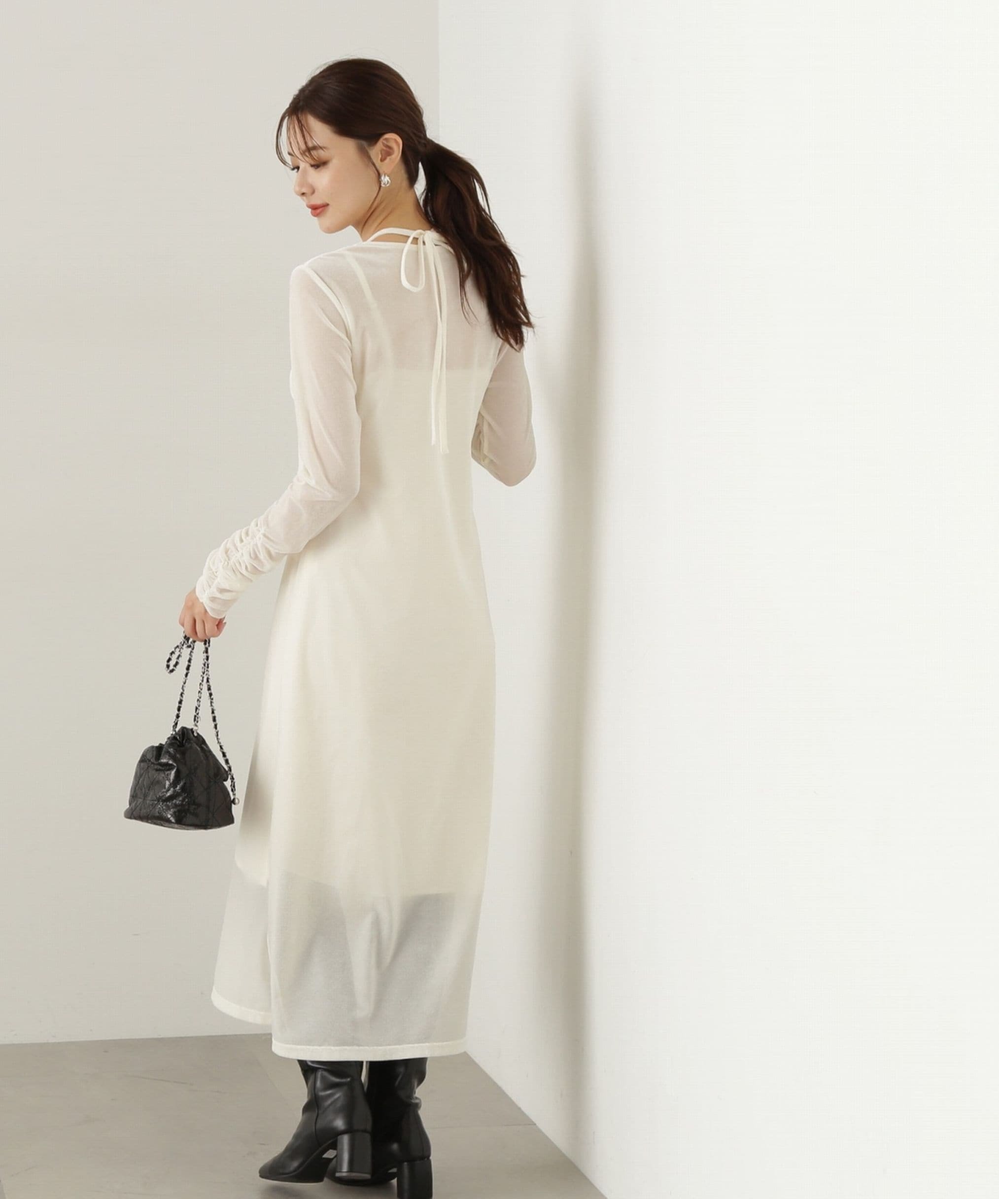 PROPORTION BODY DRESSING シアーベロアワンピース 24AW プロポーションボディドレッシング ワンピース・ドレス ワンピース ホワイト グレー