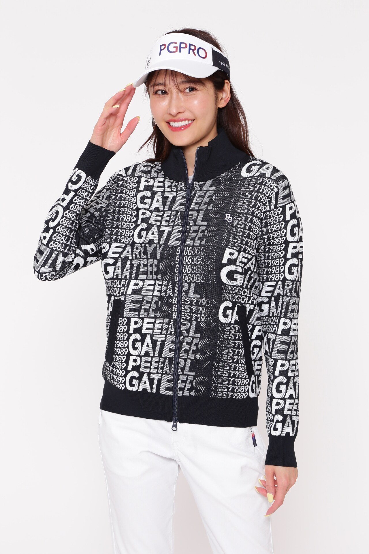 【SALE／70%OFF】PEARLY GATES 光栓フルジップニットジャケット ＜グラデロゴ柄＞ パーリーゲイツ トップス カーディガン ネイビー【送料無料】