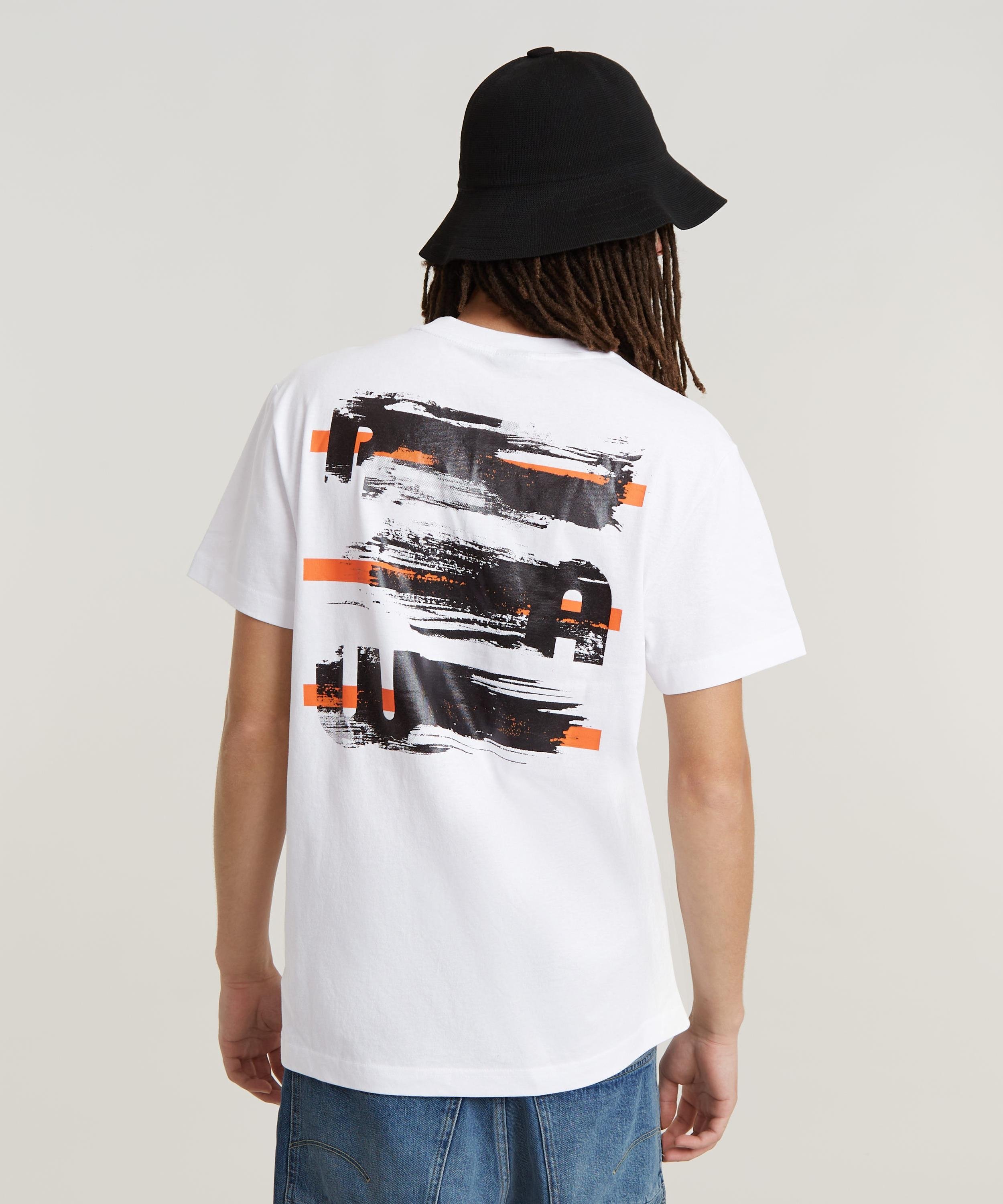 【公式ショップ】RAW PAINTED BACK GRAPHIC T-SHIRT/バックグラフィックプリントT ジースターロゥ トップス カットソー・Tシャツ ホワイト