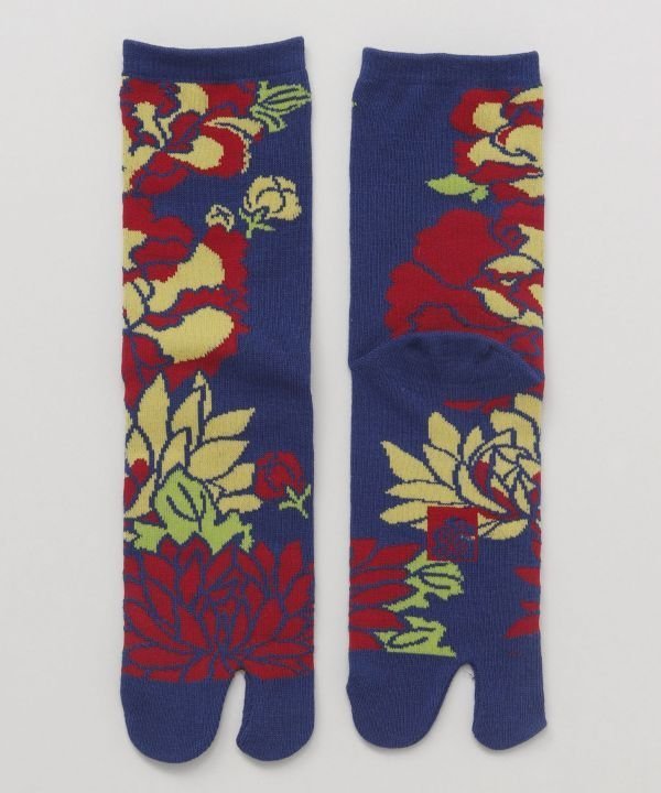 Tabi （Japanese Socks） - カヤ 【カヤ】花づくし足袋(23-25cm) アミナコレクション 靴下・レッグウェア 靴下 ブルー