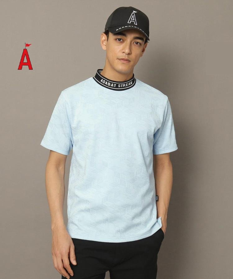 ADABAT STREAM ロゴジャカードモックネックT アダバット トップス カットソー・Tシャツ ブラック ホワイト ブルー【送料無料】