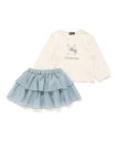 BeBe Lapinプリント長袖Tシャツ+インナーパンツ付きフリルスカート 2点セット(80~100cm) ベベ オンライン ストア 福袋・ギフト・その他 ギフトセット グリーン ピンク【送料無料】