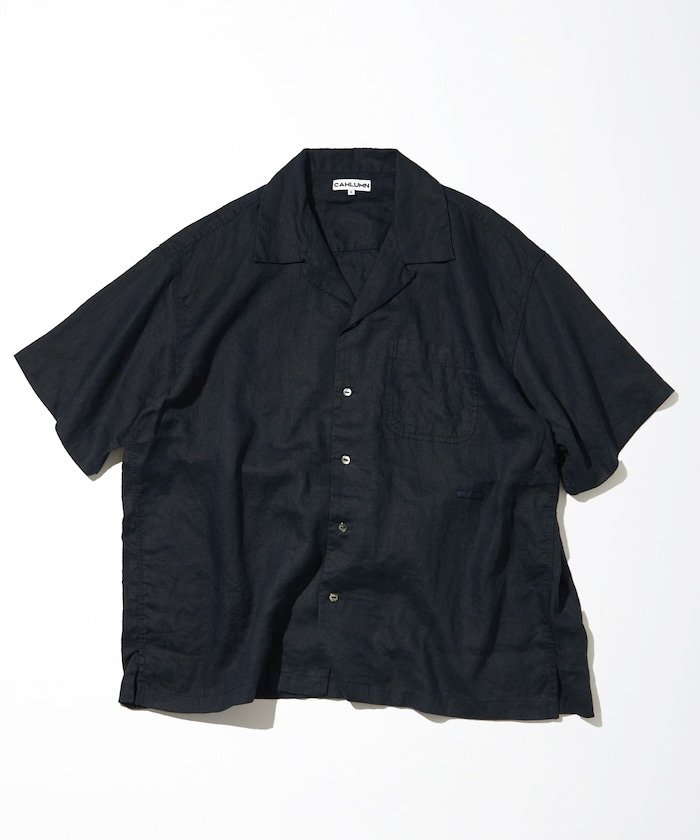 CAHLUMN Belgium Linen Open Collar Shirt 1.1 フリークスストア トップス シャツ・ブラウス ネイビー ホワイト ブラウン【送料無料】