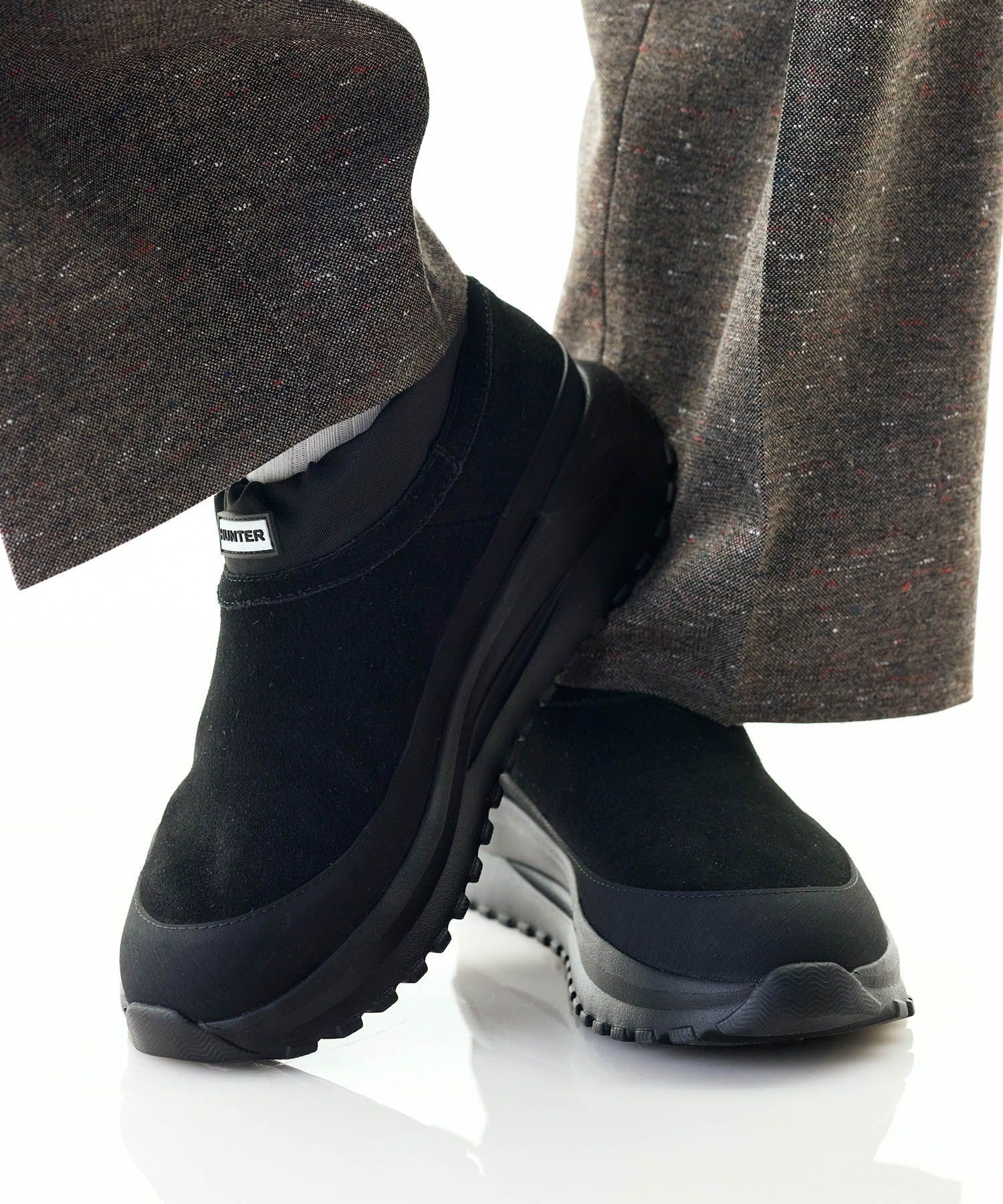 ADAM ET ROPE' FEMME 【HUNTER for ADAM ET ROPE'】別注 TRAVEL FLOW SUEDE TRAINER アダムエロペ シューズ・靴 スニーカー ホワイト ブラック【送料無料】