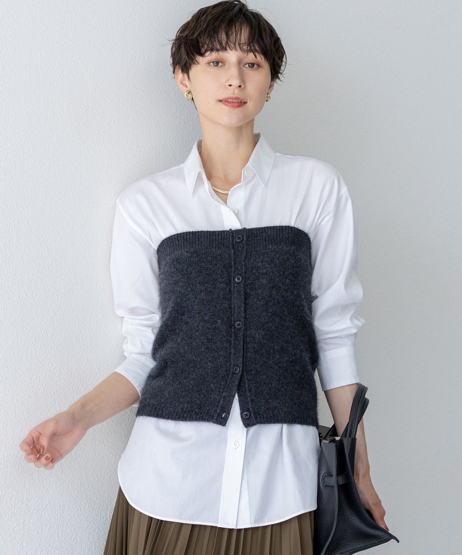 23区 【洗える】ラクーンブレンド ファー ビスチェ ニジュウサンク トップス ニット グレー【送料無料】のサムネイル