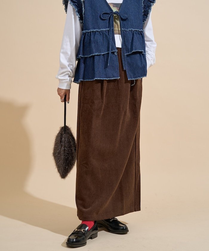 【SALE／21%OFF】FREAK'S STORE ベロアライク コーデュロイスカート/コーデュロイ マキシスカート 25AW フリークスストア スカート その他のスカート ネイビー ブラウン グレー ホワイト【送料無料】