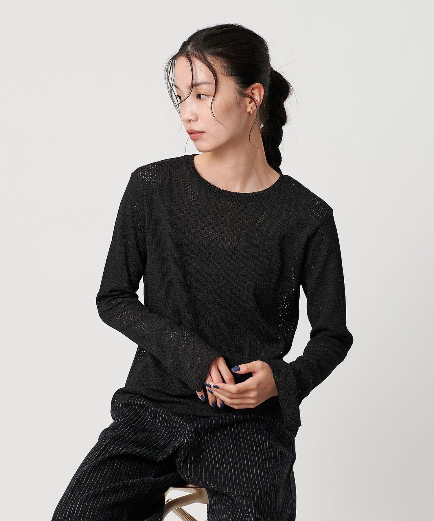 【SALE／50%OFF】BEAUTY&YOUTH UNITED ARROWS レースカフス ロングスリーブ カットソー ビューティー＆ユース　ユナイテッドアローズ トップス カットソー・Tシャツ ワインレッド ブラック ホワイト【送料無料】