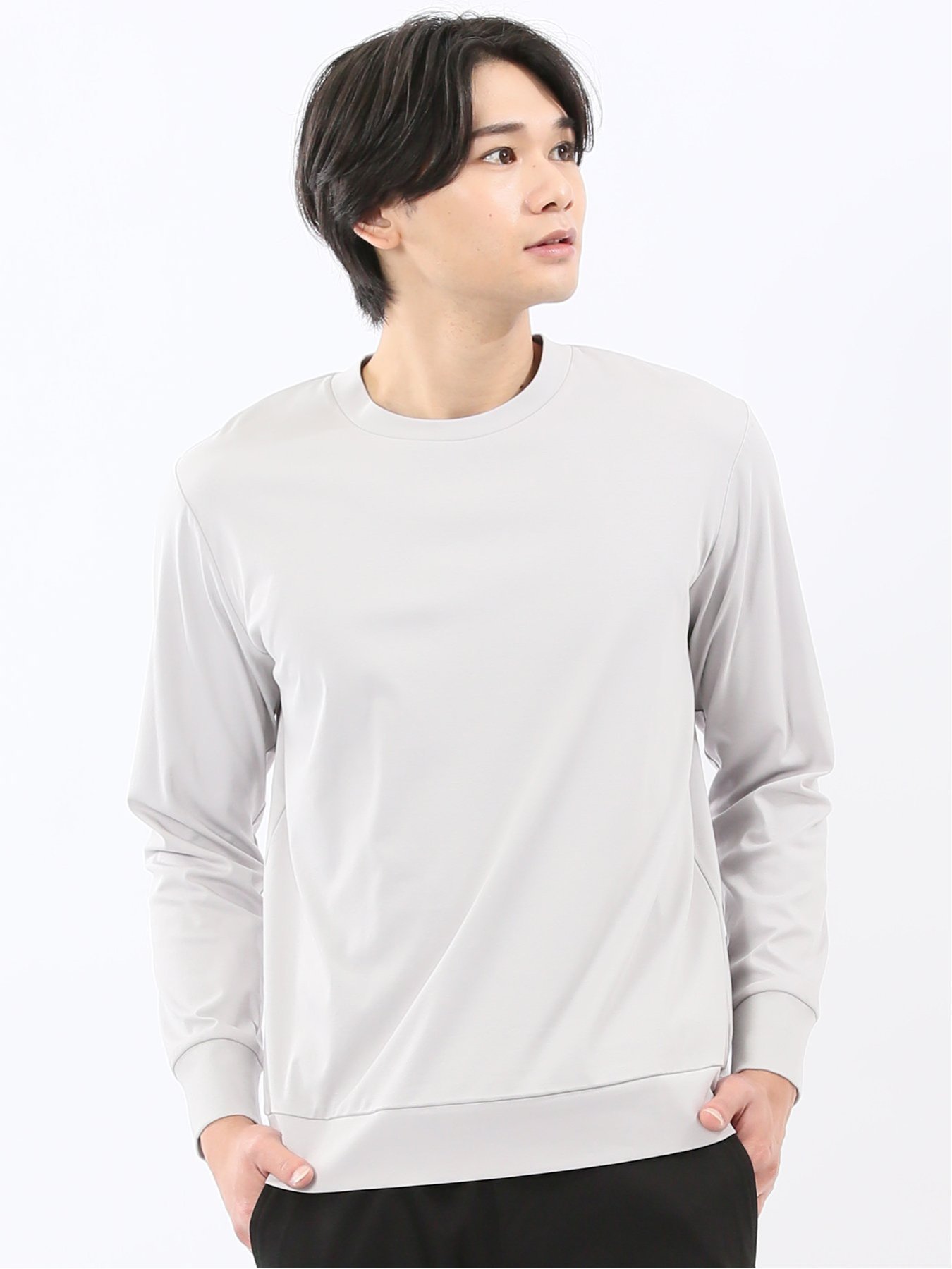 【SALE／30%OFF】m.f.editorial 【DRESS T-SHIRT】シルケットスムス スロープネック 長袖Tシャツ タカキュー トップス カットソー・Tシャツ ホワイト グレー ブラウン