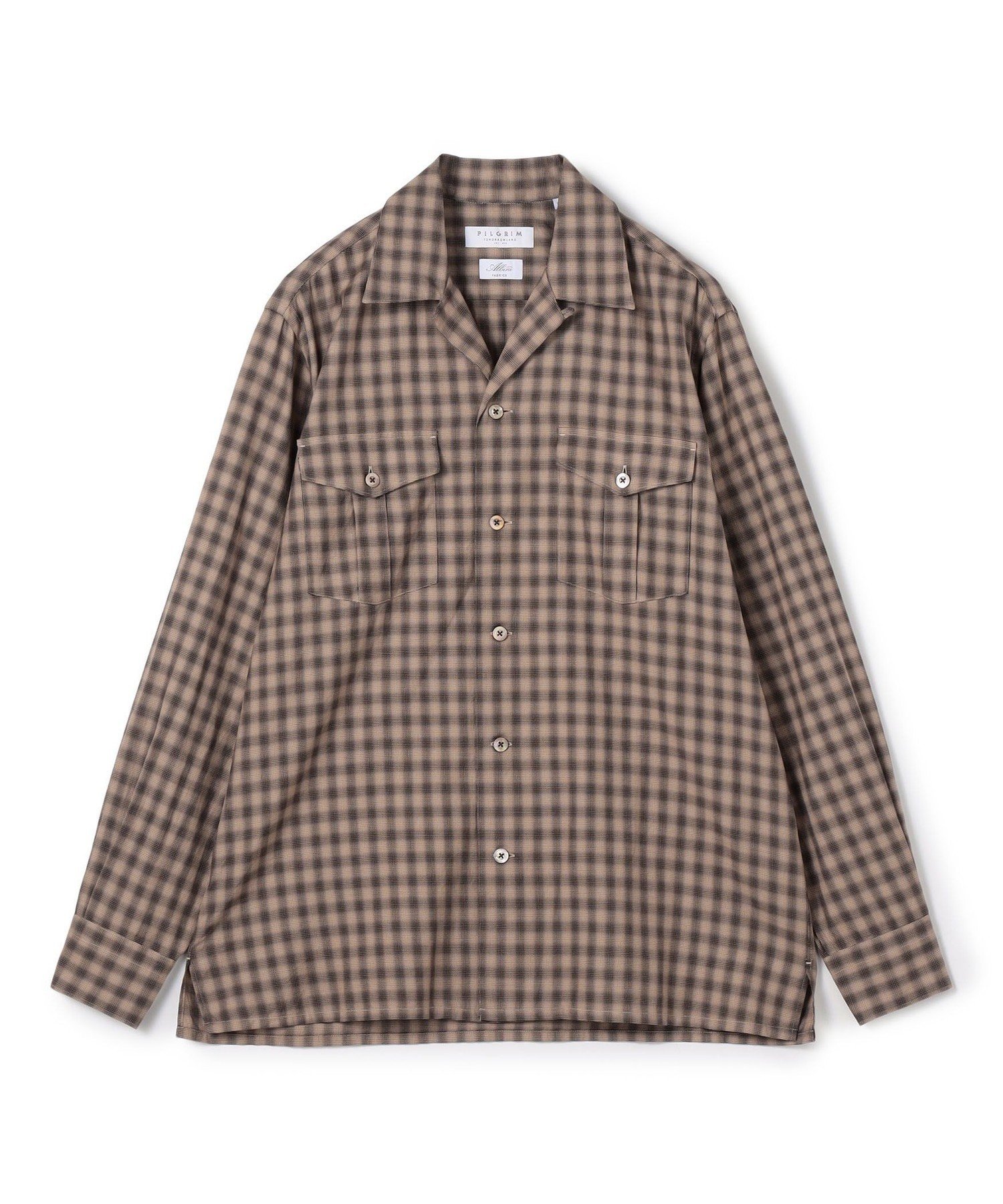 【SALE／50%OFF】TOMORROWLAND MEN コットンオンブレーチェック ダブルポケットオープンカラーシャツ ALBINI トゥモローランド トップス シャツ・ブラウス ブルー ブラウン【送料無料】