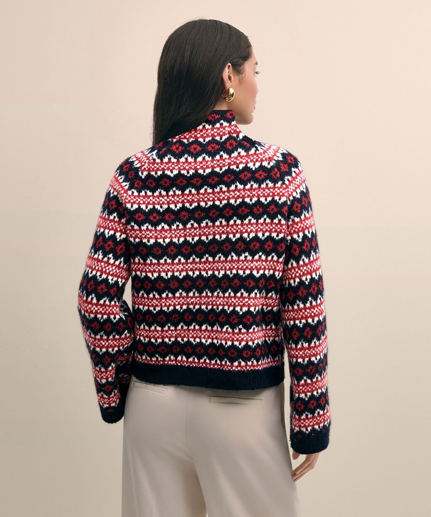 【SALE／45%OFF】BROOKS BROTHERS ウール/ナイロン フェアアイル ファンネルネックセーター ブルックス ブラザーズ トップス ニット ブラック【送料無料】