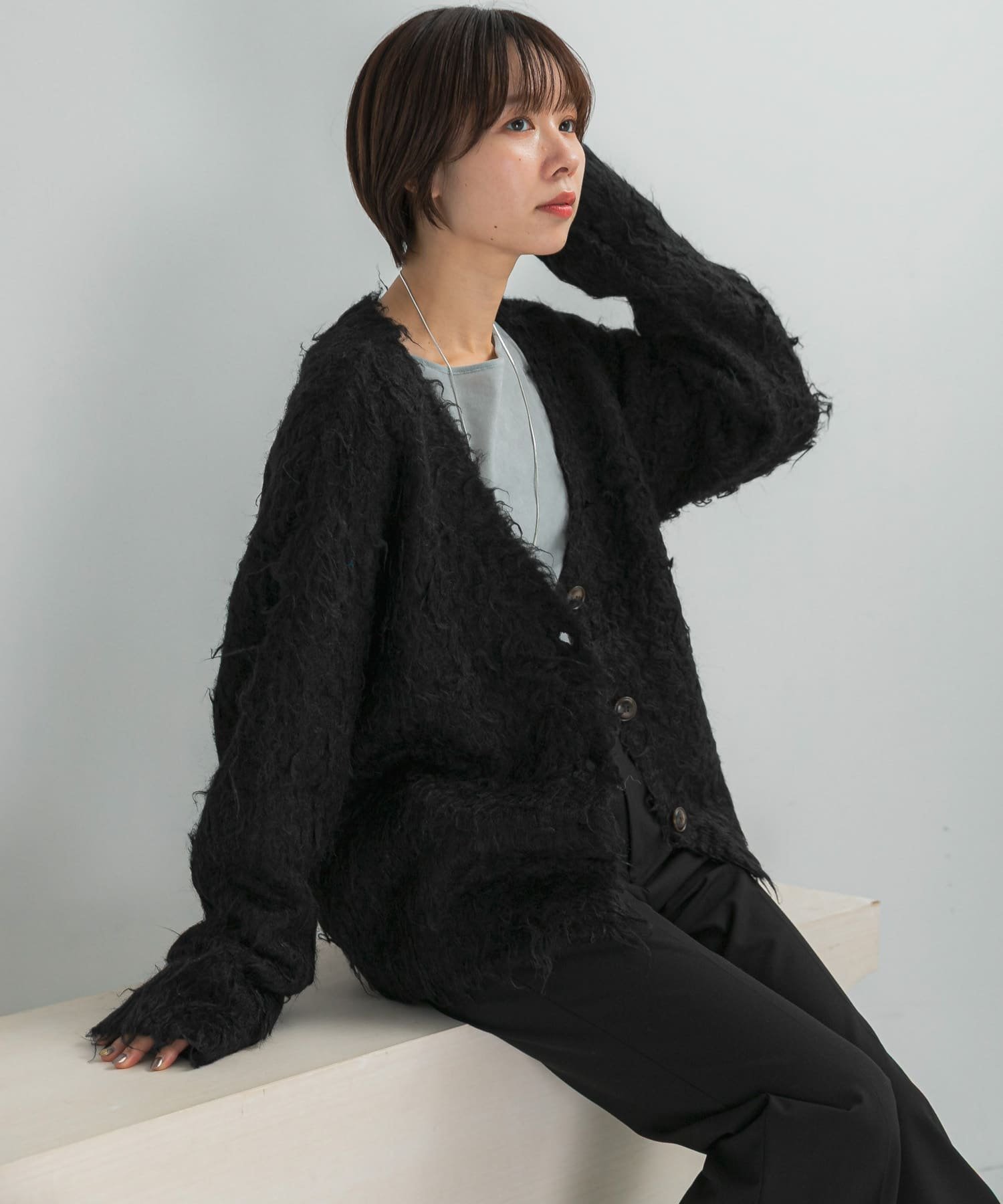 【SALE／40%OFF】URBAN RESEARCH ROSSO Mewl ファーカーディガン アーバンリサーチロッソ トップス カーディガン ホワイト ブルー ブラック【送料無料】