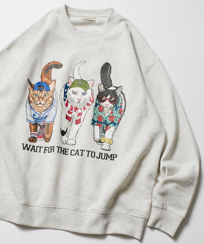 【SALE／21%OFF】FREAK'S STORE リラックスフィット 両面プリント クルーネック スウェット / THREE CA..