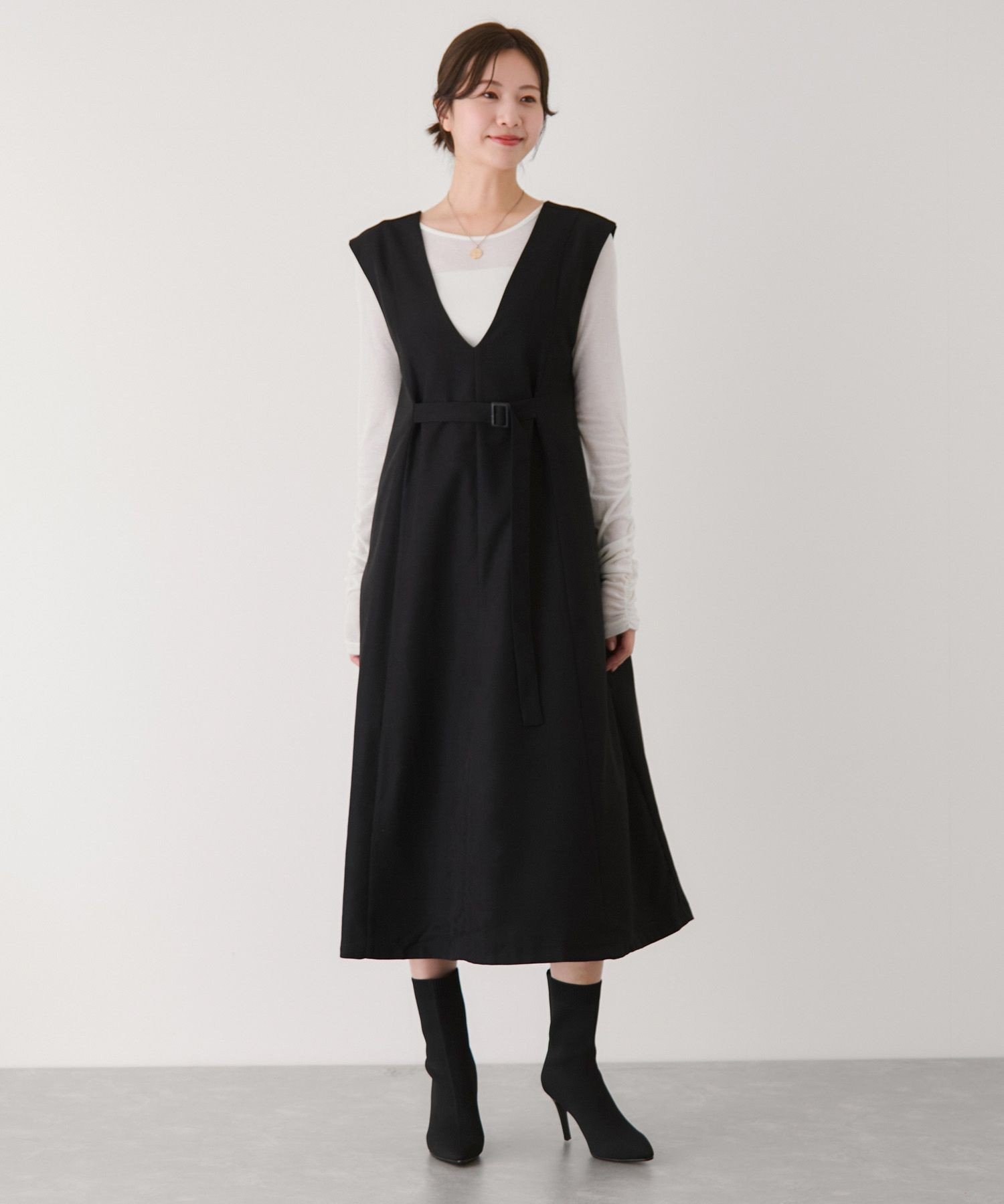 【SALE／30%OFF】JAYRO フロントベルトVネックワンピース ジャイロ ワンピース・ドレス ワンピース ピンク ホワイト ブラック【送料無料】