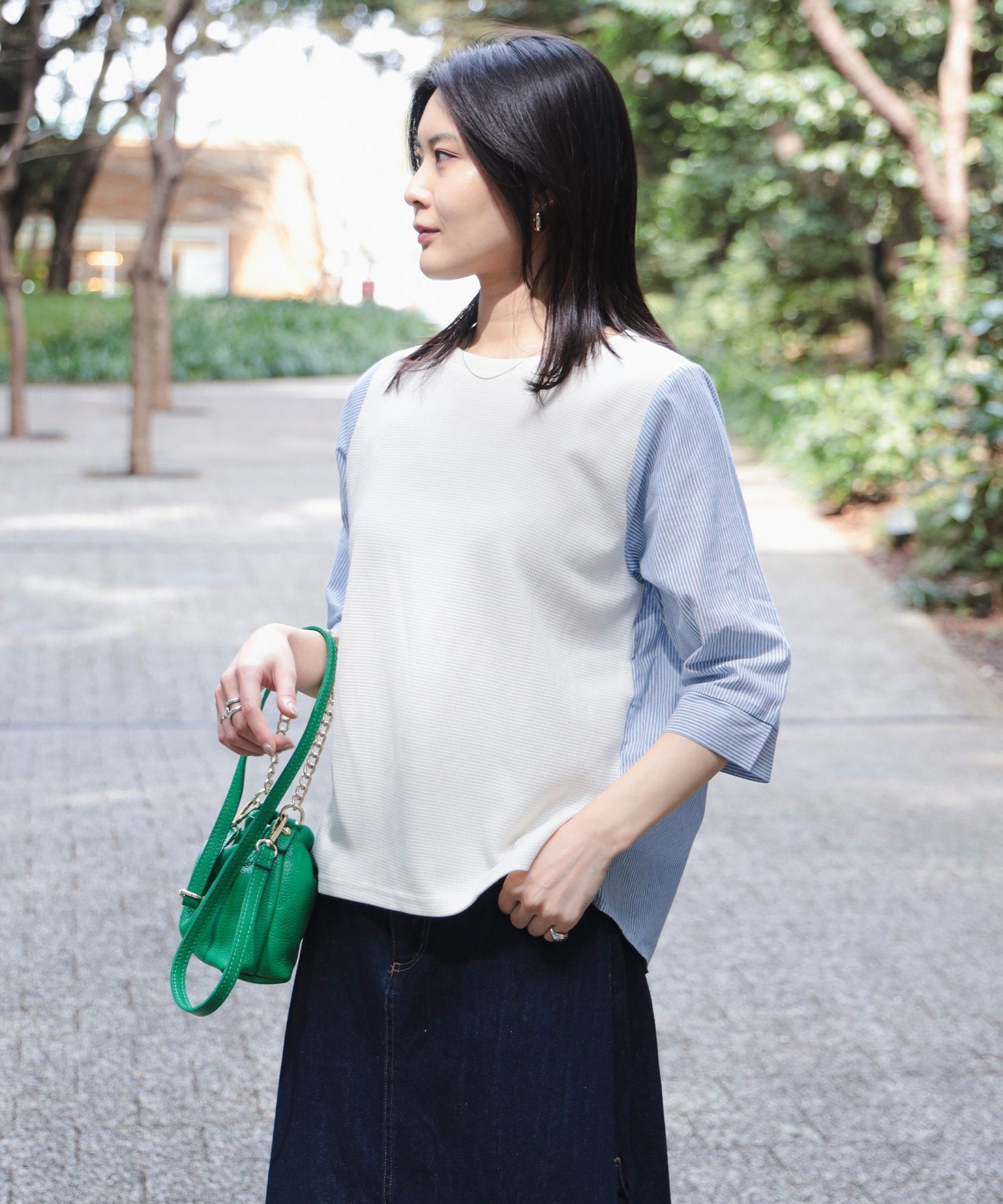 【SALE／50%OFF】BEAMS HEART WOMEN ワッフル * ストライプ プルオーバー ビームス アウトレット トップス カットソー・Tシャツ ホワイト ネイビー グレー