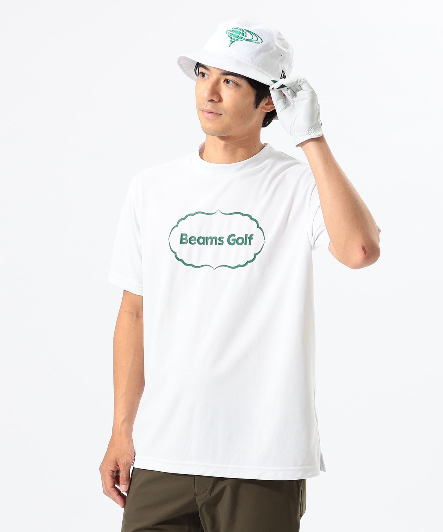 【SALE／50%OFF】BEAMS GOLF ORANGE LABEL ORANGE LABEL / シーズンロゴ モックネックシャツ ビームス アウトレット トップス カットソー・Tシャツ ネイビー グリーン ホワイト【送料無料】