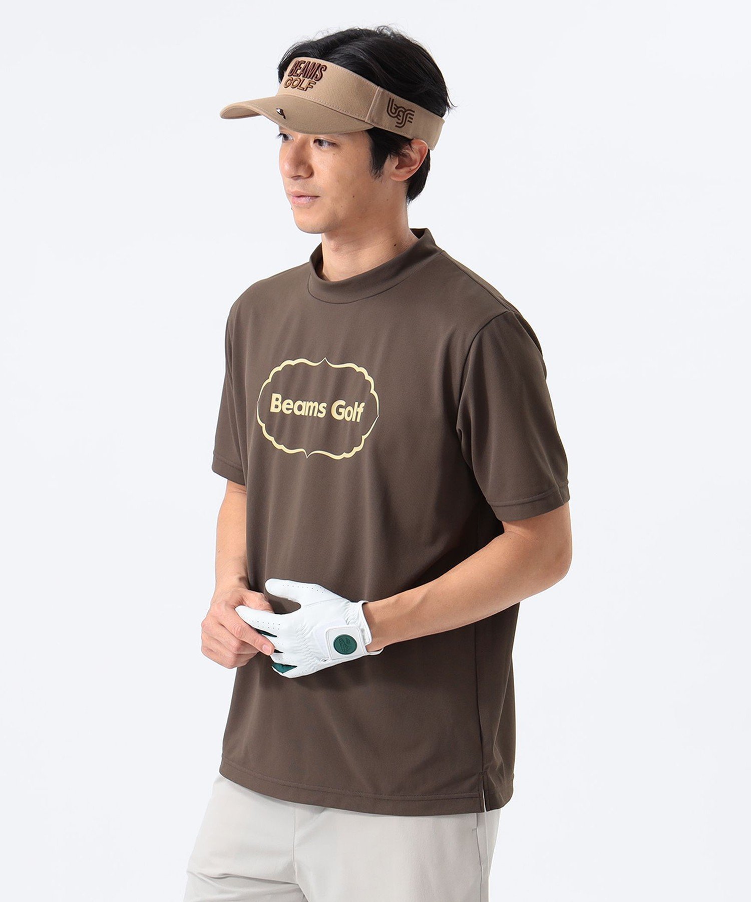 【SALE／50%OFF】BEAMS GOLF ORANGE LABEL ORANGE LABEL / シーズンロゴ モックネックシャツ ビームス アウトレット トップス カットソー・Tシャツ ネイビー グリーン ホワイト【送料無料】