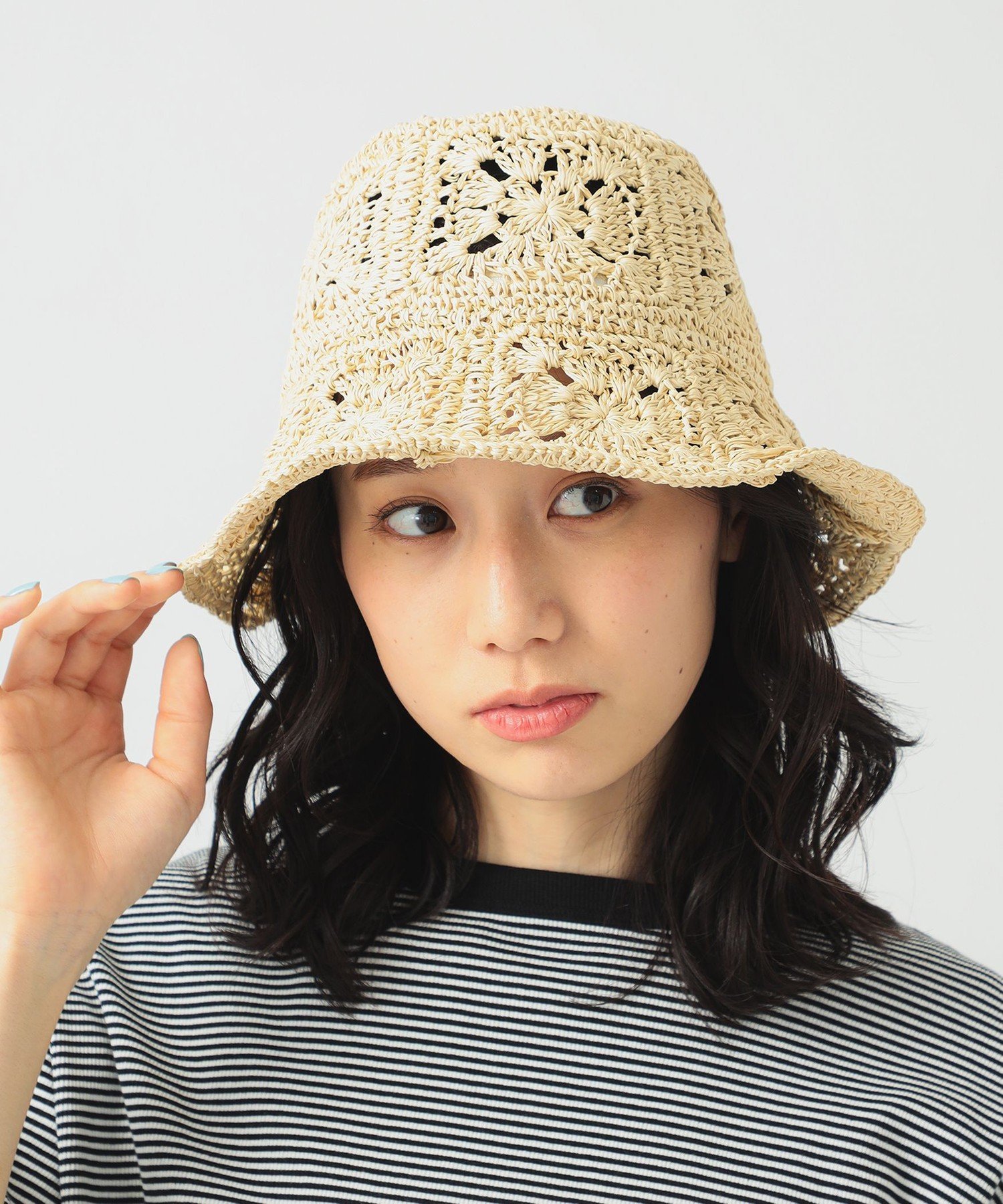 【SALE／40%OFF】B:MING by BEAMS CONTROL FREAK / ペーパー柄編み バケットハット ビームス アウトレット 帽子 ハット ホワイト ブラック【送料無料】