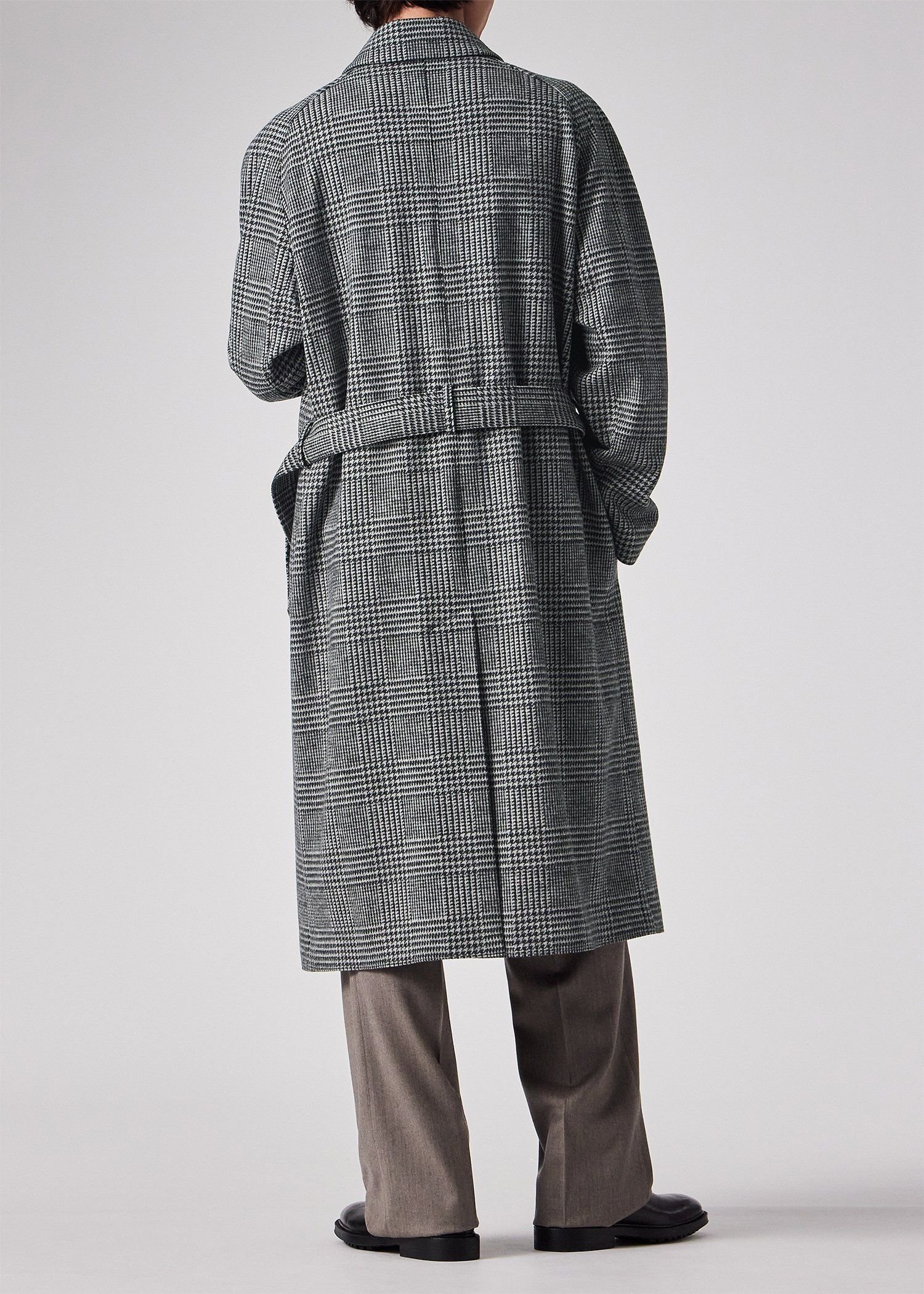Paul Smith ウールニット グレンチェック ステンカラーコート ポール・スミス ジャケット・アウター その他のジャケット・アウター ブラック【送料無料】
