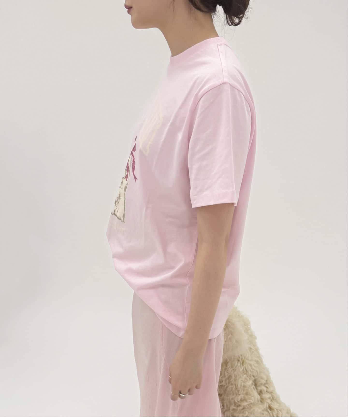 EDIT.FOR LULU 【GANNI/ガニー】Basic cotton Jersey T-shirt エディット フォー ルル トップス カットソー・Tシャツ ピンク【送料無料】