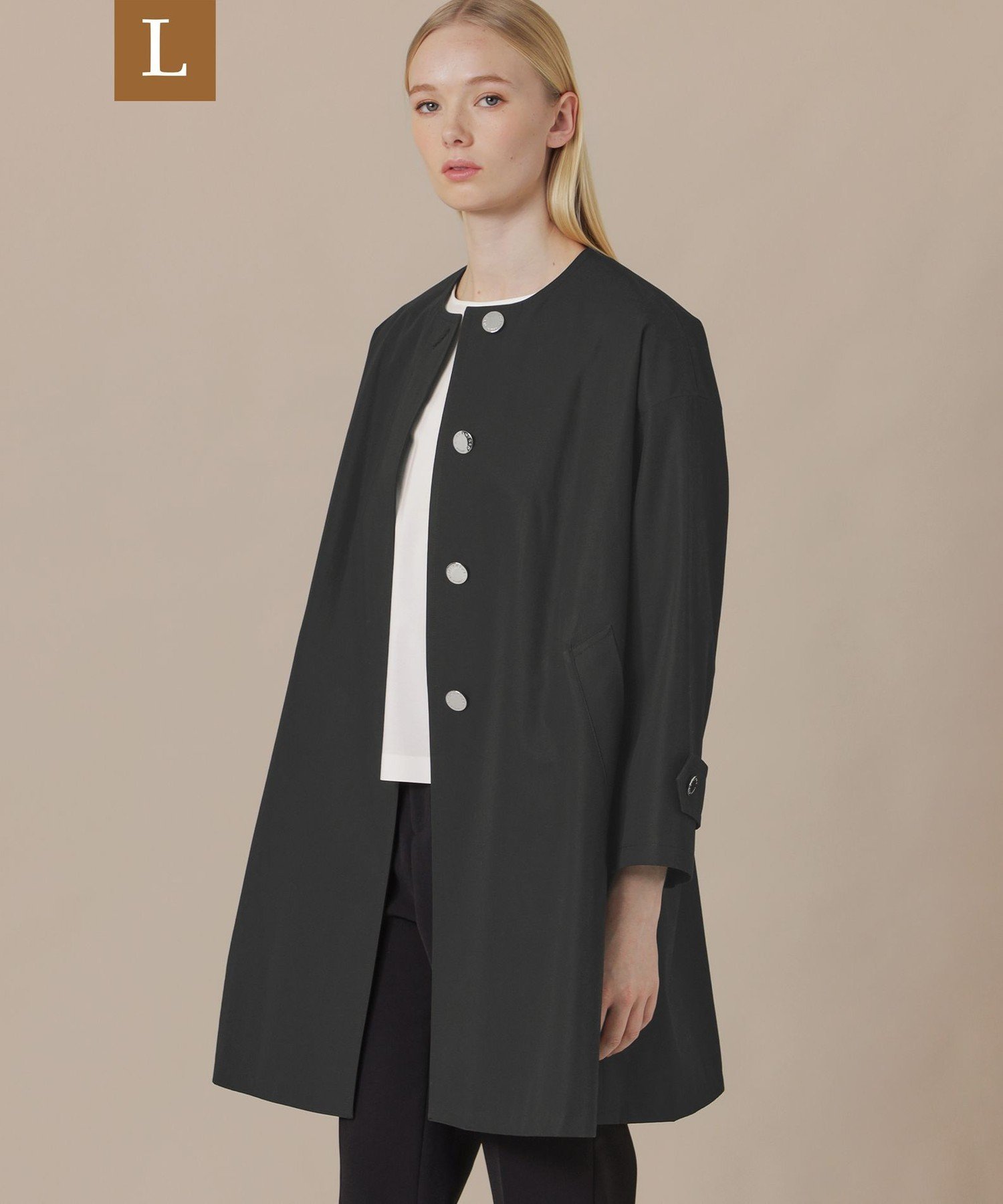 MACKINTOSH LONDON　(L Size) 【L】【ROSLEY/ロズリー】ウエザーコットンノーカラーコート マッキントッシュ ロンドン ジャケット・アウター その他のジャケット・アウター ブラック ベージュ【送料無料】