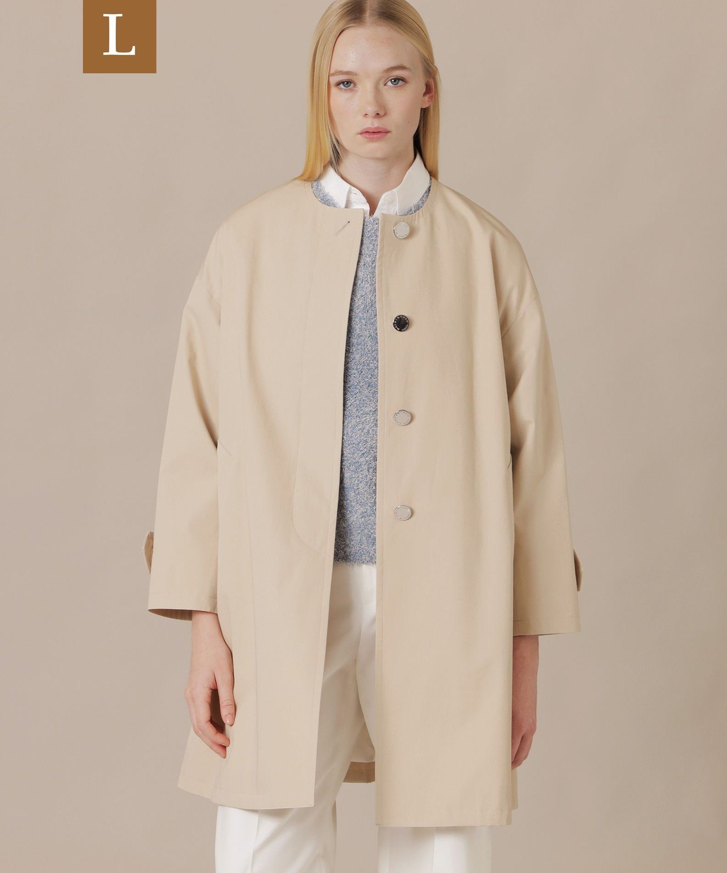 MACKINTOSH LONDON　(L Size) 【L】【ROSLEY/ロズリー】ウエザーコットンノーカラーコート マッキントッシュ ロンドン ジャケット・アウター その他のジャケット・アウター ブラック ベージュ【送料無料】