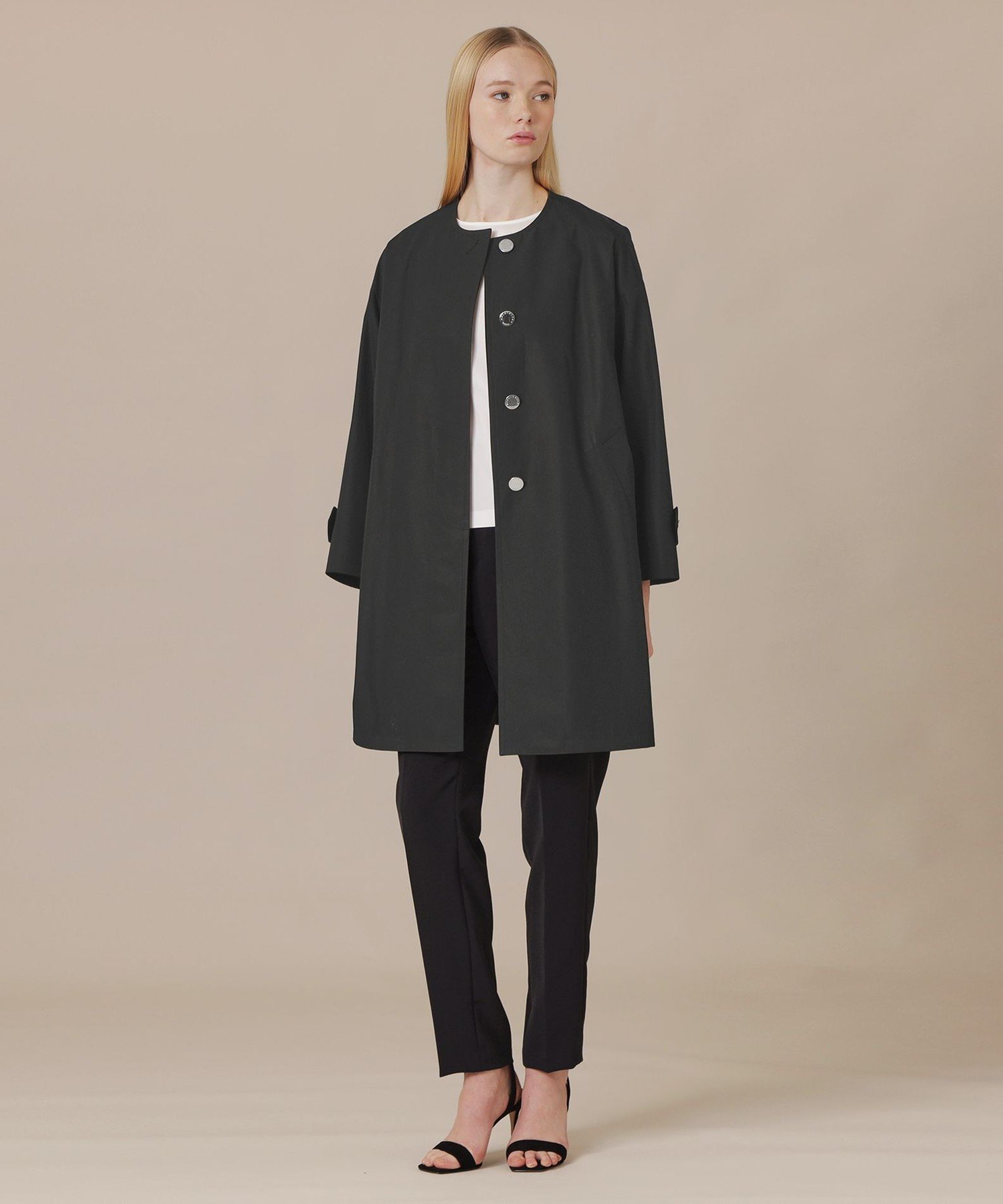 MACKINTOSH LONDON　(L Size) 【L】【ROSLEY/ロズリー】ウエザーコットンノーカラーコート マッキントッシュ ロンドン ジャケット・アウター その他のジャケット・アウター ブラック ベージュ【送料無料】