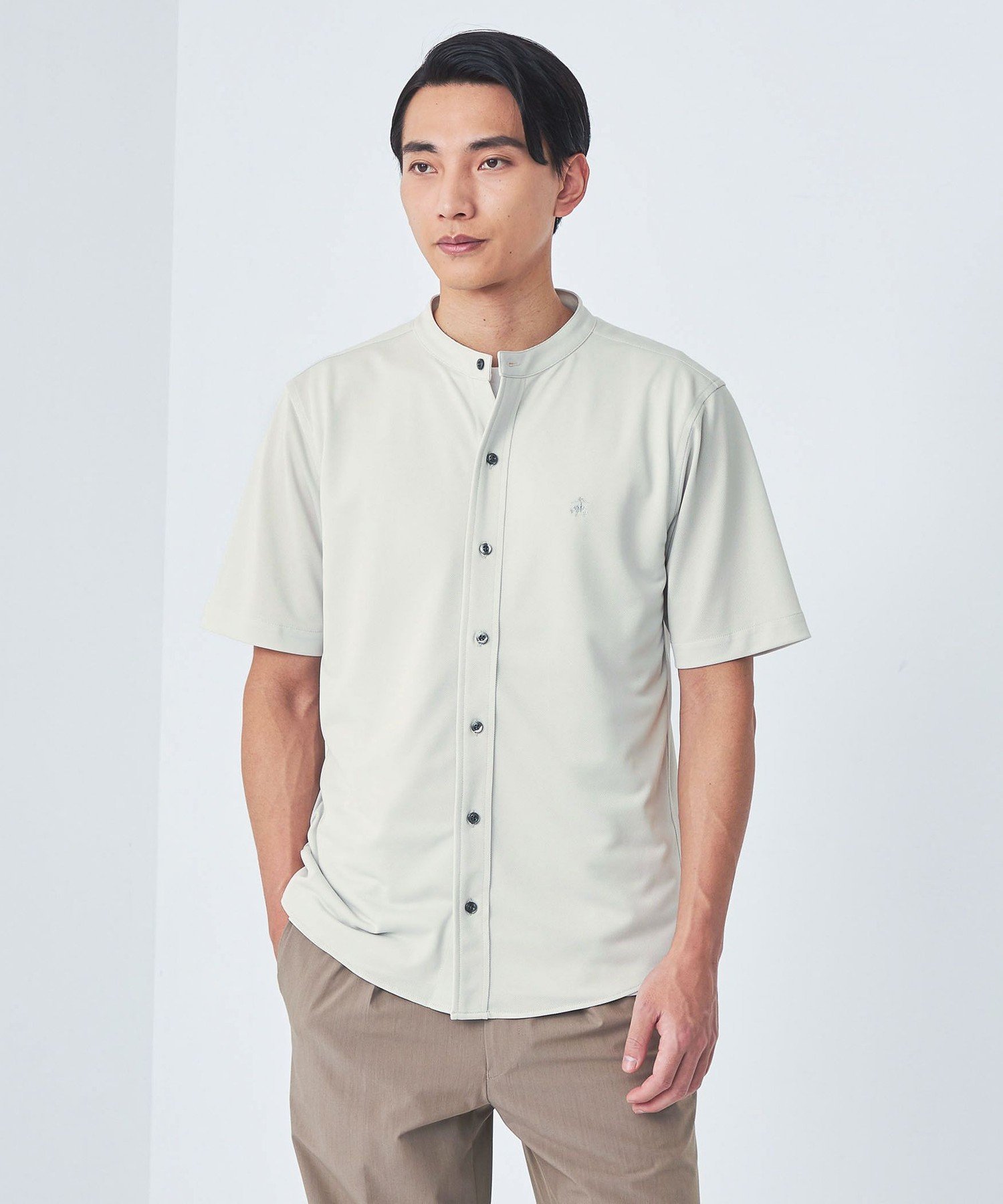 【SALE／40%OFF】UNITED ARROWS green label relaxing 【別注】＜Brooks Brothers＞GLR カノコ バンドカラー 半袖 シャツ ユナイテッドアローズ アウトレット トップス シャツ・ブラウス ブラック グレー【送料無料】