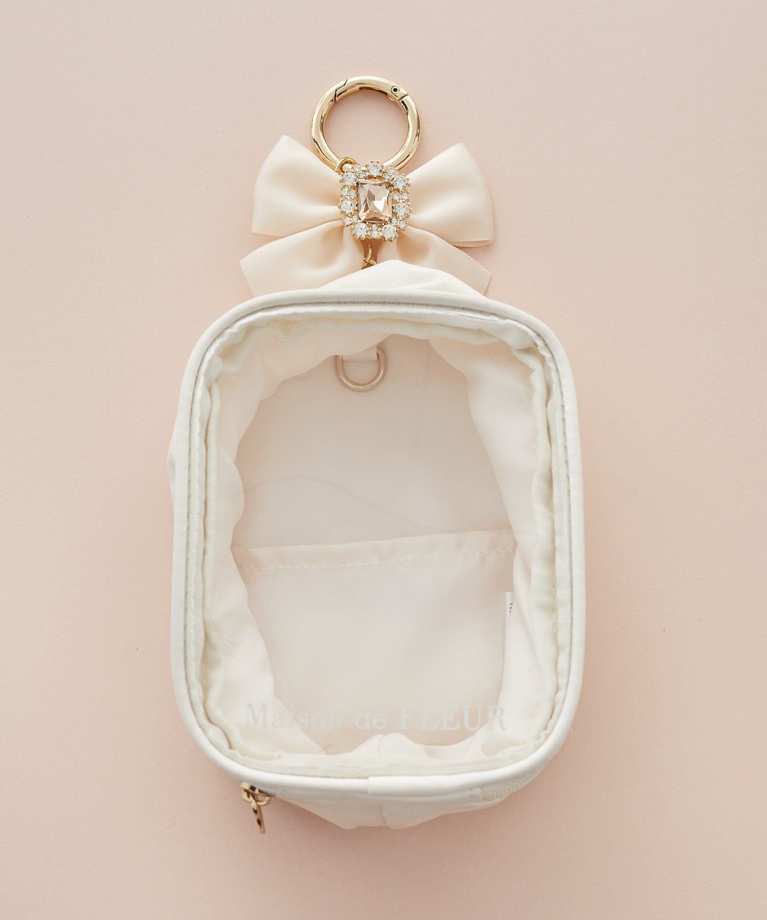 Maison de FLEUR 【6色展開】ビジューリボンクリアポーチS メゾン ド フルール 財布・ポーチ・ケース ポーチ レッド パープル ホワイト ピンク ブラック【送料無料】