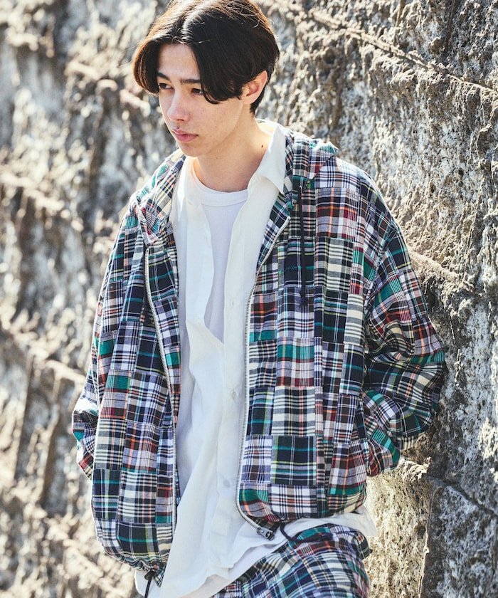 NAUTICA ビッグシルエット パッチワーク マドラスチェック ジップアップ マリンパーカー フリークスストア トップス シャツ・ブラウス【送料無料】