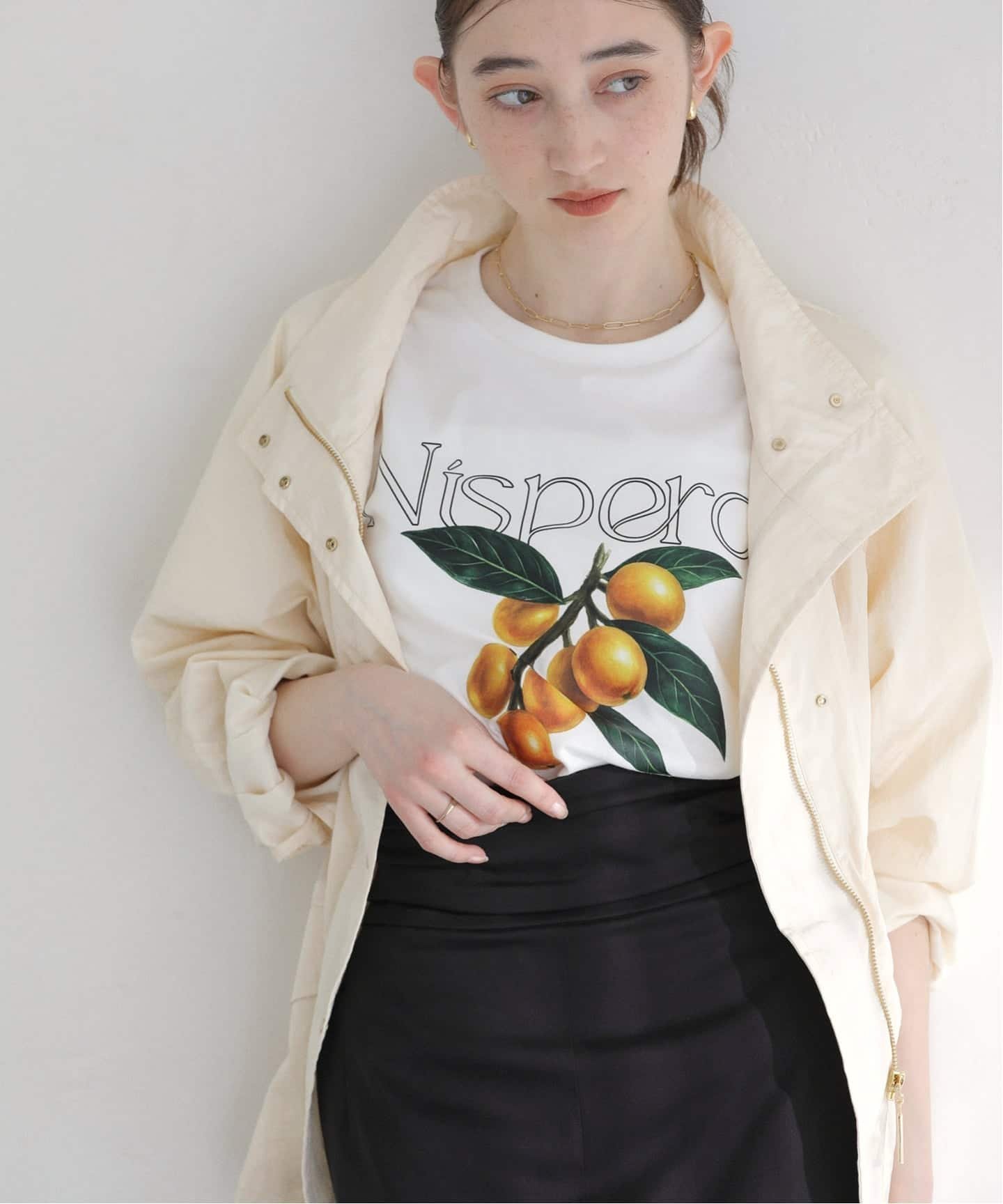 La Totalite 【洗える】fruit print Tシャツ ラ トータリテ トップス カットソー・Tシャツ ホワイト