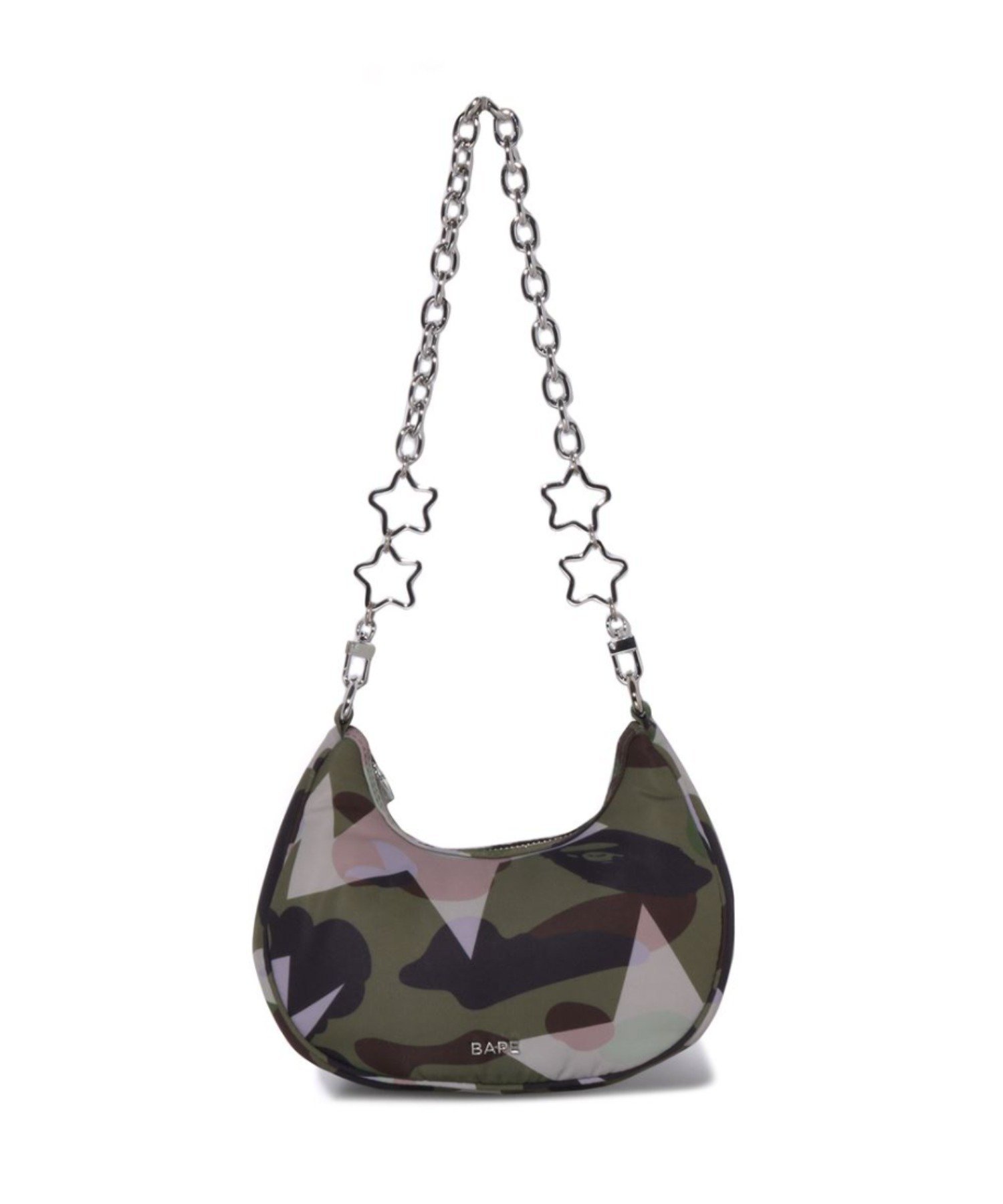 A BATHING APE STA OVER PRINT 1ST CAMO QUILTING MOON SHAPE BAG ア ベイシング エイプ バッグ ハンドバッグ グリーン イエロー【送料無料】