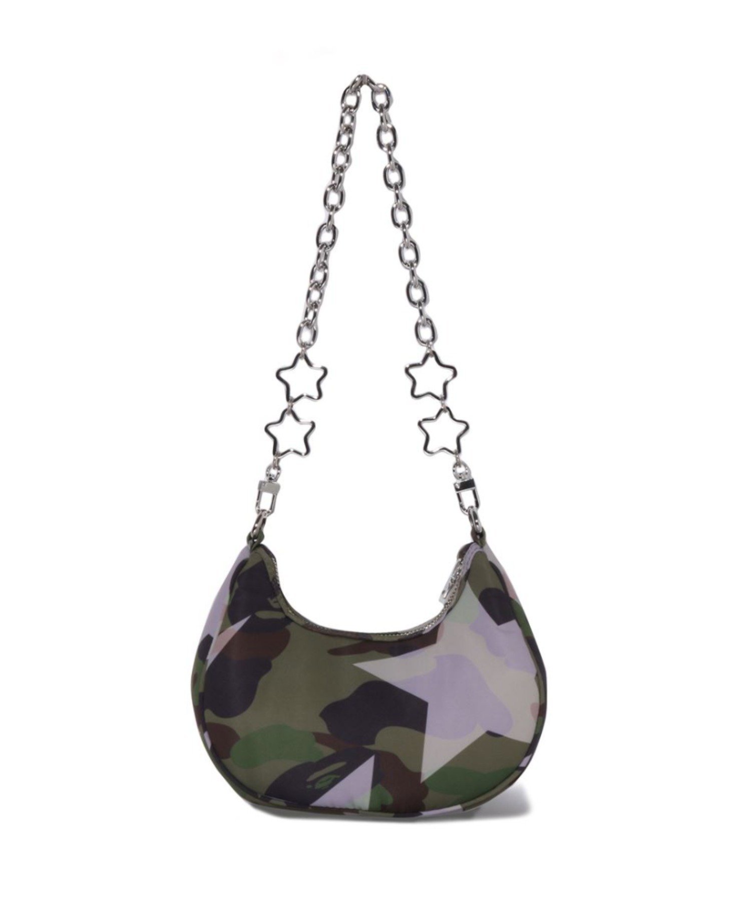 A BATHING APE STA OVER PRINT 1ST CAMO QUILTING MOON SHAPE BAG ア ベイシング エイプ バッグ ハンドバッグ グリーン イエロー【送料無料】