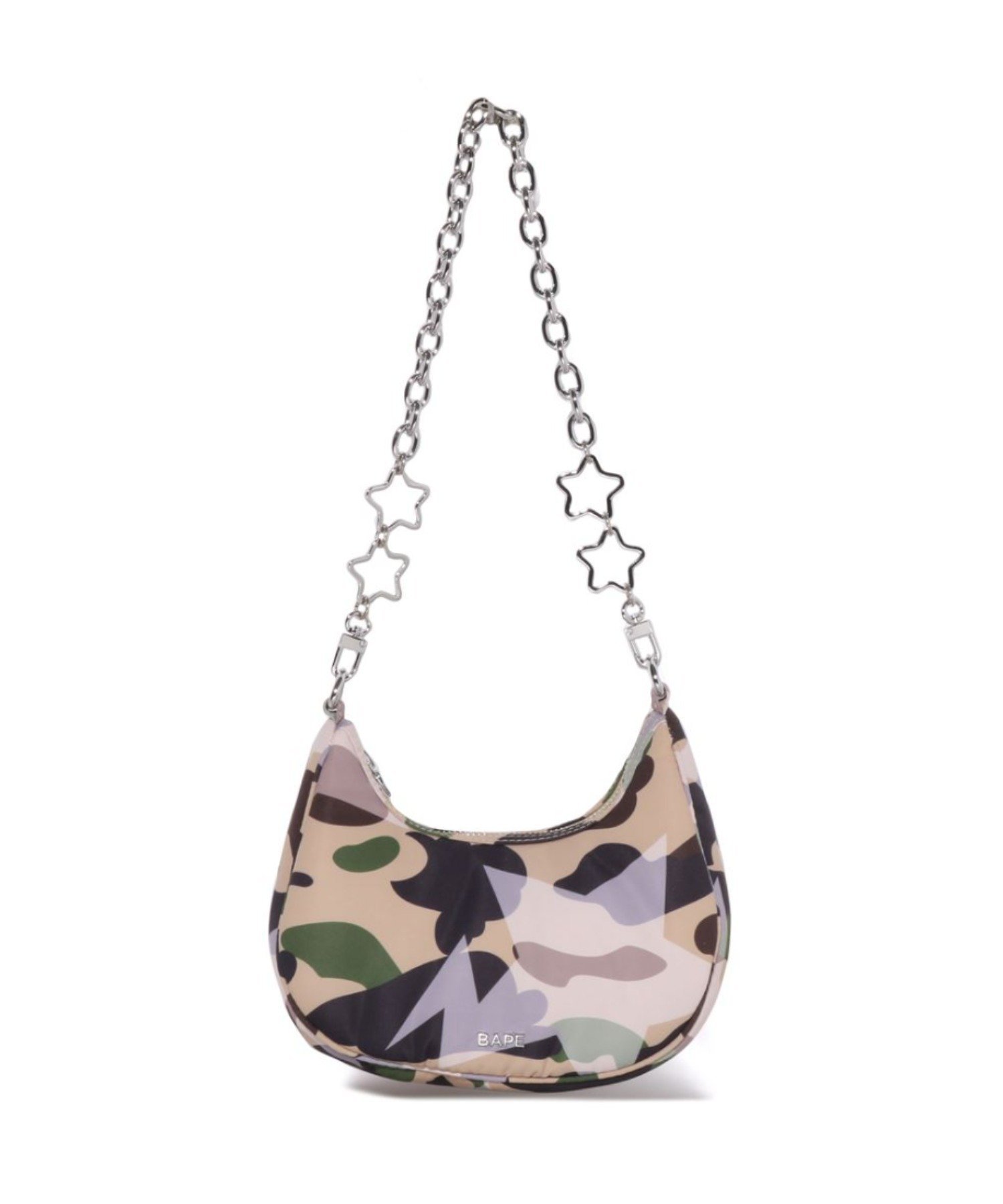 A BATHING APE STA OVER PRINT 1ST CAMO QUILTING MOON SHAPE BAG ア ベイシング エイプ バッグ ハンドバッグ グリーン イエロー【送料無料】