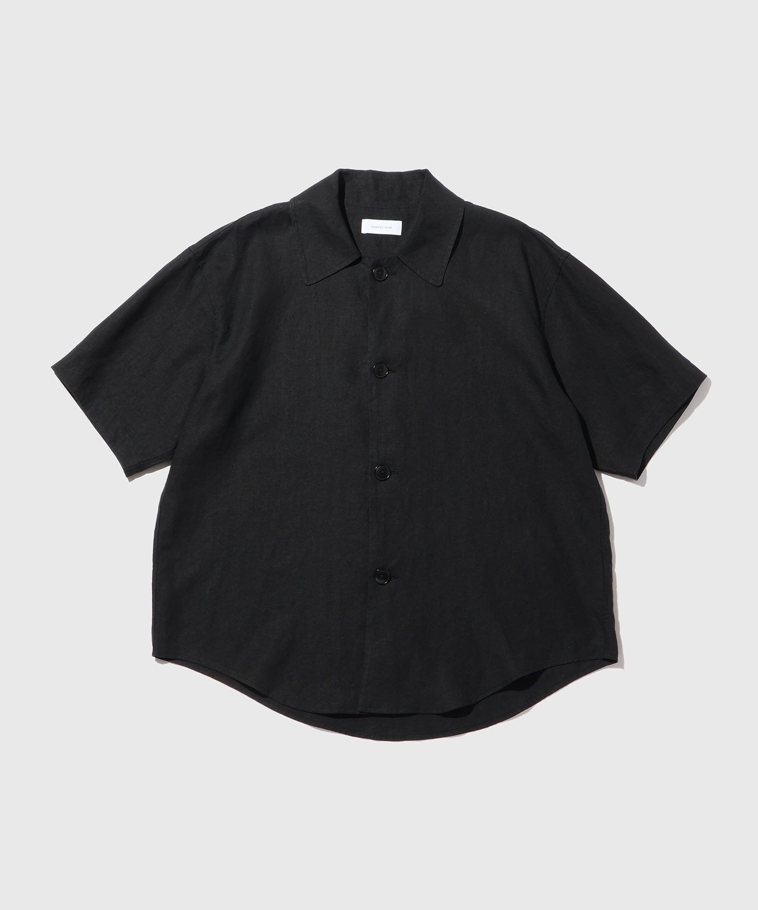 ADAM ET ROPE' HOMME リネン ハーフスリーブオーバーシャツ アダムエロペ トップス シャツ・ブラウス ネイビー ブラック グレー【送料無料】
